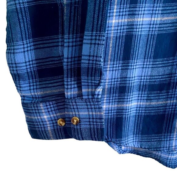 Tackle & Tides Blue Plaid Cotton Flannel Shirt Men's Large NEW - Picture 7 of 11